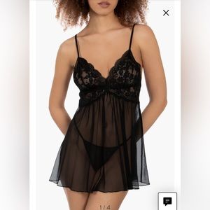 In Bloom By Jonquil Babydoll Chemise Black Size Large